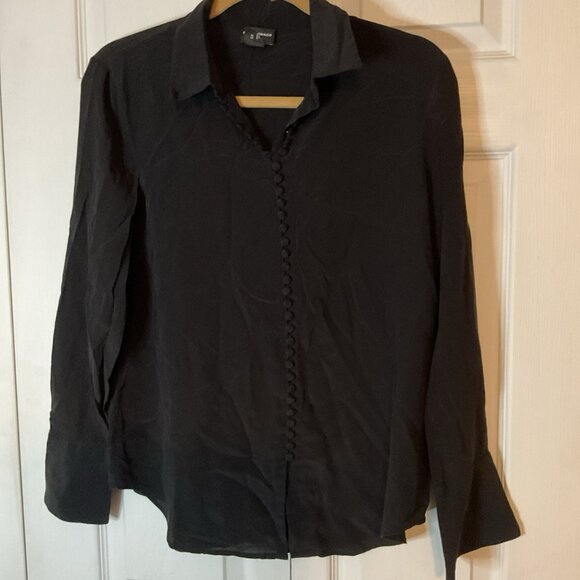 Club Monaco Black Silk Button Up Blouse Top Size Medium - Picture 1 of 5